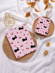 Funda protectora de tableta con patrón de dibujos animados de cereza y perro, compatible con iPad 9.7/10.2/10.5/10.9/12.9/Pro 11, 10.a generación, compatible con Samsung Galaxy Tab S6 Lite 10.4 pulgadas, compatible con Kindle Paperwhite 12.a generación 2024, Kindle (11.a generación) lanzamiento 2022, Kobo Clara Color, protección antirrotura suave, soporte inteligente/activación/suspensión automática