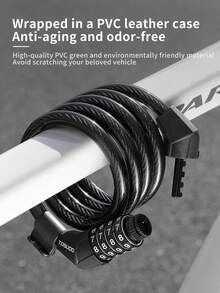 TOSUOD 4 位密码锁山地自行车钢缆 - 防盗耐用铝合金，适用于 MTB/公路自行车的便携式链条锁，黑色带白色文字，安全自行车锁，光滑的金属表面，坚固的结构品牌：TOSUOD