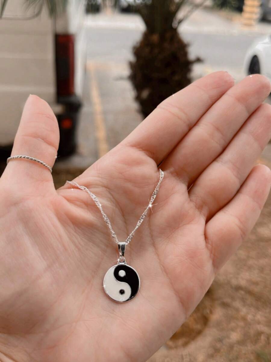 Tony Yin Yang Chain Plated In Genuine 925 Silver (Shipping In 24 Hours) - Bạc - Xem 1