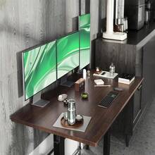 Adjustable Height Standing Computer Desk, Wood - Chocolate Brown - View 8