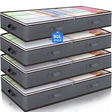 4x Underbed Bag Underbed Chest Of Drawers, Underbed Storage Bag 100x50x18cm - Xám - Xem 1