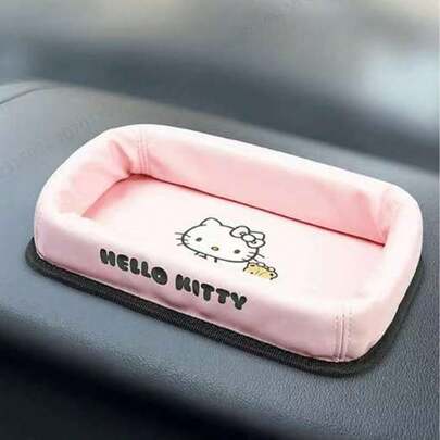 Sanrio Kitty Cat Anti-Slip Dashboard Mat, Heat-Resistant Car Interior Decor Accessory, Car Storage Box Multi-Function Phone Holder Organizer