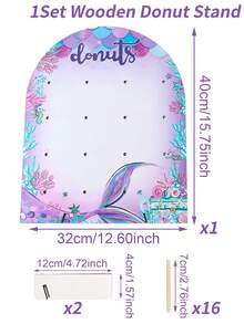 1 Set Wooden Arch-Shaped Donut Display Stand, Patterns Include Jungle Animals, Pink Butterflies, Rainbow Unicorns And Mermaids, Suitable For Birthday Party, Wedding Table Decoration, Dessert Display, Party Wedding Table Centerpiece Decoration, Thanksgiving, Christmas Party Kitchen Cooking And Other Occasions. - Multicolor - View 12