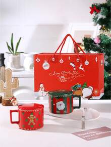 Nordic Christmas Style Mug, Creative Office Coffee Cup, Couple Home Christmas Gift Set, Christmas Decoration, Best Christmas Gift For Family And Friends - Multicolor - View 3