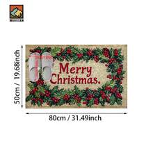1 pieza Alfombra antideslizante para baño con diseño de bayas de acebo navideño, hecha de material de cachemir sintético con decoración esponjosa, adecuada para baños, entradas, cocinas y otras ocasiones. Se puede lavar a máquina. Es una decoración festiva y se puede regalar.