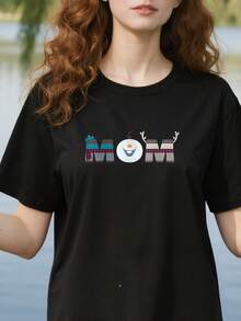 Frozen-Olaf-Sven-Kristoff-Mother's-Day-Birthday-Mom-T-Shirt - 黑色 - 查看 1