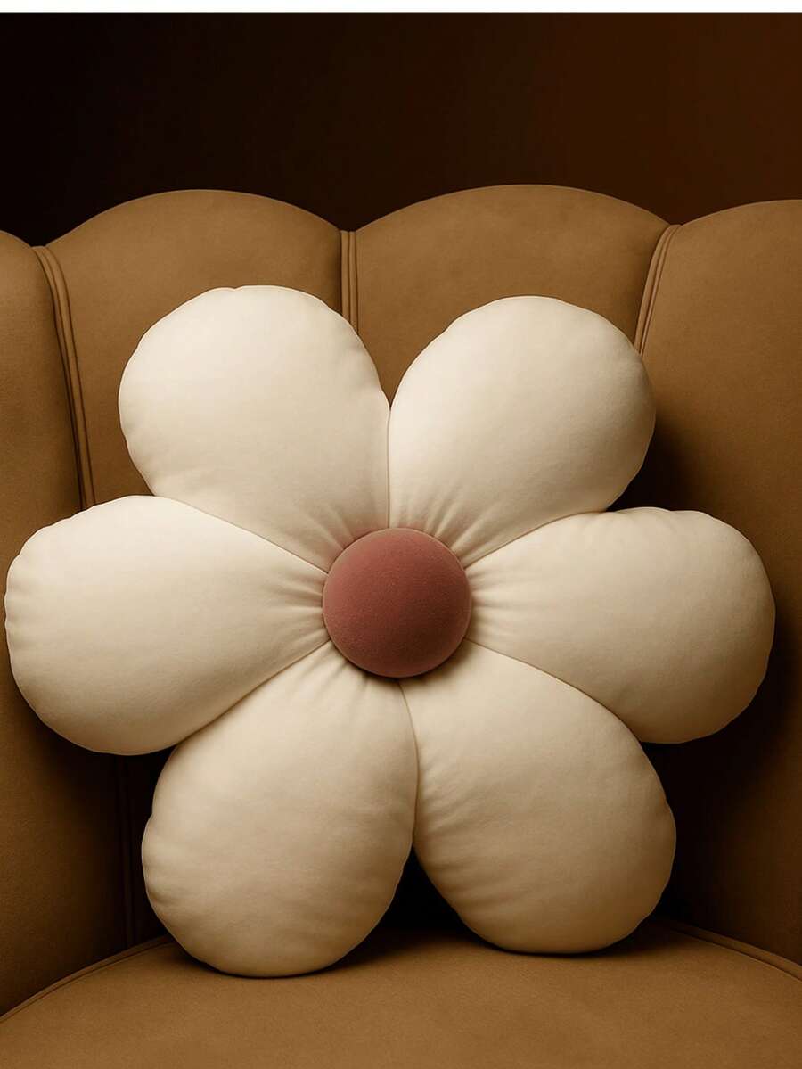 Daisy Plush Flower Cushion Sofa Decoration Living Room Baby Bedroom - WHITE/PINK - View 1