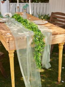 1Pc Artificial Eucalyptus Garland, Simulation Green Leaf Garland With Imitation Silver Gypsophila Artificial Flowers, Eucalyptus Leaves, Artificial Vines For Dining Table, Home, Wedding, Mantel, Party Centerpiece Decoration Garden, Swing, Table Runner, Window Sill Indoor And Outdoor Decoration, For Wall Decor, Arch Backdrop Artificial Hanging Plant