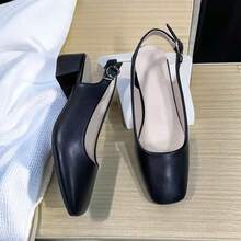 Eleganckie, wsuwane czółenka z kwadratowym noskiem, 4 cm grubości, modne, jednokolorowe, o fakturze owczej skóry, duży rozmiar, odpowiednie na spotkania, imprezy, uniwersalne, pasujące do każdego stylu ubioru, niezbędne na zakupy, do pracy i dojazdy do pracy