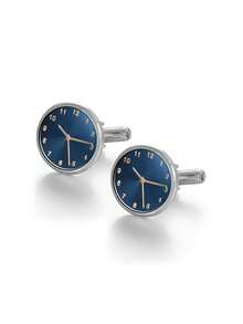 1对优雅时尚腕表设计男士袖扣，时尚商务配饰，节日礼物 - 白色 - 查看 7