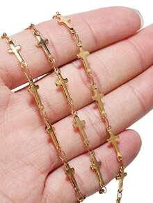 Nooxian 1 pieza Joyería Estilo bohemio de playa para mujer Tobillera de acero inoxidable resistente al agua y a la con múltiples cruces, accesorio diario como regalo (Cantidad de cuentas de cruz al azar)