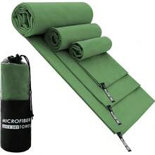 Paquete de 2 Toallas de Microfibra de Secado Rápido, Toallas de Viaje Ligeras y Portátiles, Adecuadas para Playa, Natación, Yoga, Gimnasio, Camping, Senderismo y Otros Deportes (Azul, Paquete de 2) - Verde militar - Ver 8