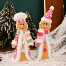 2pcs Creative Christmas Gift Ornament Retro Standing Gingerbread Man Doll Decoration Party Atmosphere Ornament Small Gift, Creative Desktop Decoration Ornament, Suitable For Bedroom, Living Room And Other Places, The Best Christmas Gift