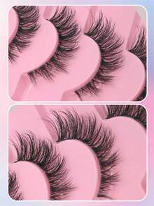 7 paia di ciglie finte naturali, morbide e soffici, a strisce complete, con effetto drammatico e volume, finte ciglie di visone, ciglie a strisce