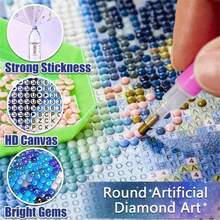 1pc 5D Diamond Painting Kit, Round Acrylic Diamond Art Embroidery Set, DIY Craft For Beginners, Home Wall Decor Gift, Unframed - 彩色 - 查看 3