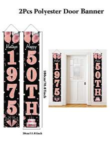 Bộ 2 câu đối cửa mừng sinh nhật lần thứ 50 màu đen hồng, họa tiết bóng bay mừng sinh nhật, biểu ngữ polyester mừng sinh nhật lần thứ 50, vải phông nền trang trí tiệc mừng sinh nhật lần thứ 50, biểu ngữ treo phông nền trang trí tiệc kỷ niệm ngày lễ, cờ treo trang trí hàng rào hiên nhà ngoài trời, rèm cửa trang trí nhà cửa, đồ trang trí treo mừng sinh nhật lần thứ 50, quà tặng mừng sinh nhật lần thứ 50, quà tặng tiệc - Quạt đen 50 năm tuổi phiên bản giới hạn 2025 - Xem 12