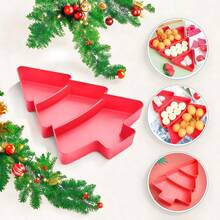Tavă multicompartimentată în formă de brad de Crăciun pentru fructe uscate, gustări și dulciuri, potrivită pentru servirea mâncării, gustărilor, băuturilor, sushi, pizza, deserturilor, prăjiturilor și pâinii, tavă pentru micul dejun, tavă pentru cafea, tavă pentru ceai, platou pentru delicatese, ustensile de bucătărie de uz casnic, platou de servire reutilizabil cu atmosferă festivă, Crăciun 1 buc.