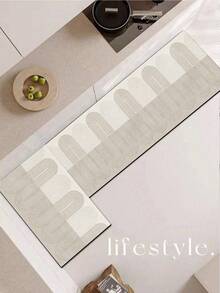 One Silica Gel Kitchen Mat With A High-End Simple Line Block Mosaic Pattern, Cushioned Anti-Fatigue Kitchen Rug, Quick-Drying Non-Slip Water-Absorbing, Suitable For Kitchen, Bathroom, Entranceway, Laundry Room Etc. - Multicolor - View 11