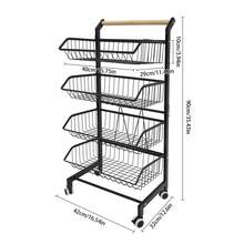 YUNRUX Sturdy And Durable Kitchen Food Storage Basket Trolley With Lockable Wheels, Adjustable Storage Space, Convenient To Move, Strong Load-Bearing Capacity