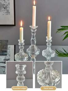 1pc/2pcs Conical Glass Candle Holder, Fits 0.8" Candles, 4" High Glass Decorative Stand, Center Piece Decor For Dining Table, Wedding, Restaurant, Party - Multicolor - View 8