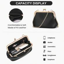 Mini Women's Lock Crossbody Bag PU Small Top Hand Handbags Clasp Crossbody Purses Evening Clutch - Burgundy - View 12