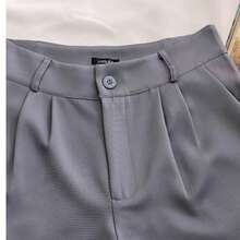 Women's Tailored Shorts With Buttons - Grey - View 4