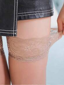 1 pereche de ciorapi transparenți pentru femei, din dantelă antiderapantă, mărime mare, cu dantelă și silicon, peste genunchi, ciorapi până la coapsă, cu garnitură delicată din dantelă, potriviți pentru stilul zilnic, E-Girl - Multicolor - Vizualizare 12