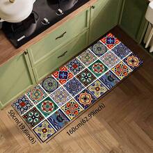Tapete xadrez vintage de 1 peça, tapete de drenagem de poliéster para cozinha, sala de estar, entrada, varanda, decoração de casa, antiderrapante, adequado para cafeteria, bar, feriado, festa, quarto, banheiro - Multicolorido - Ver 17