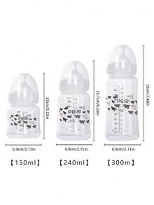 1 件婴儿纸飞机图案宽口 PP 奶瓶，带硅胶奶嘴，防摔，耐用，适合 0-1 岁婴儿 - 無色 - 查看 11
