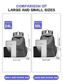 中号防水背包，轻便休闲日用背包，男女通用，防水旅行背包，适合高中、初中、小学生 - 随机新款或旧款 - 深灰色 - 查看 4