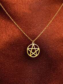 suteyi 14K Gold Pagan Pentagram Necklace, Stainless Steel Pentagram Necklace, Witchcraft Jewelry - Multicolor - View 9