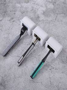 1pc Shower Razor Holder And Electric Toothbrush Stand, No-Drill Storage Rack - Easy Bathroom Organization! Home Bathroom Decor Fall Decor Back To School - White - View 7