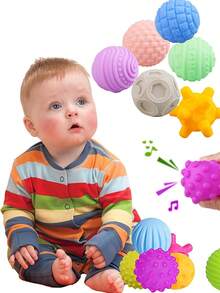 6件婴儿感官球，婴儿出牙玩具，蒙特梭利幼儿教育，婴儿戏水玩具球，按摩球