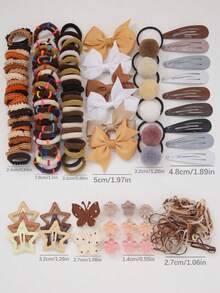 538pcs/Set Cute Girl's Bowknot Hair Clips, Elastic Hair Ties, Alligator Hair Clips, Water Drop Clips, BB Clips, Small Claws, Suitable For Daily Use - Multicolor - View 4