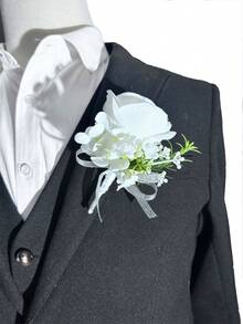 1件/6件皇家蓝新郎胸花男士腕花毕业别针西装婚礼鲜花派对装饰情人节配饰 - 寶藍色 - 查看 10