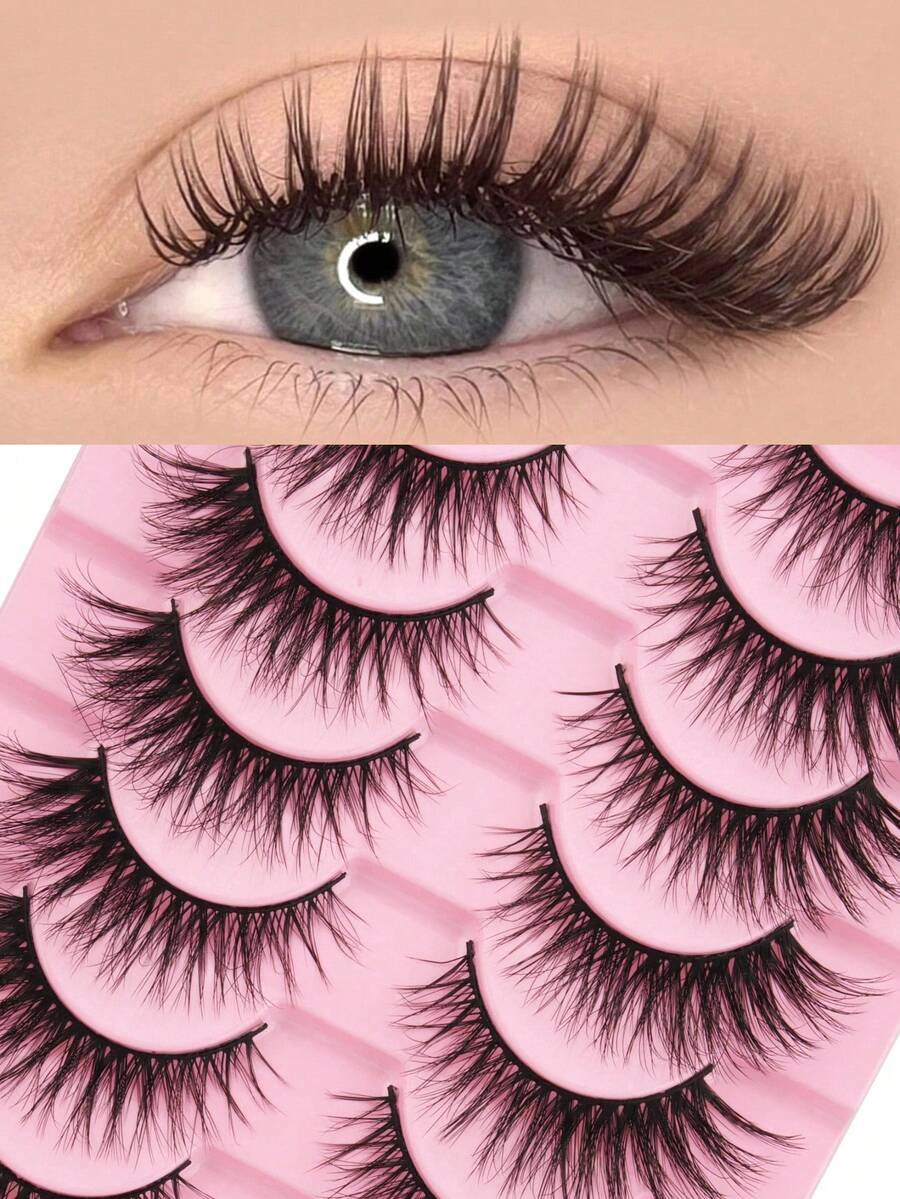 NIEUWE Valse Wimpers Cat-Eye Pluizige Faux Nertsen Wimpers 8D Piekerige Wimpers 10Pairs Pack Dramatische Lange Dikke Volume Nep Wimpers - 濃密款 - 查看 1