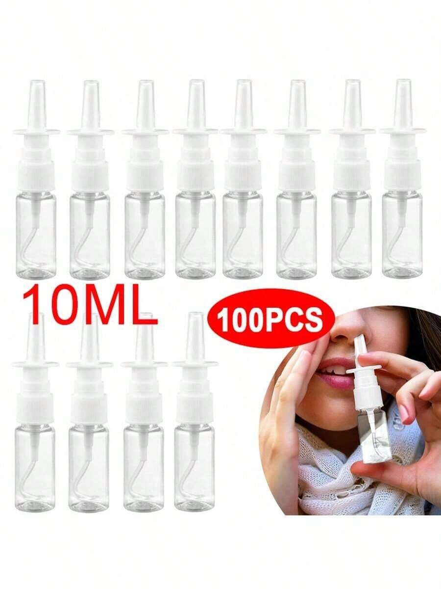 100x 10ml Empty NASAL Pump Spray Bottle Plastic Fine Mist Sprayers Refillable - Clear - View 1