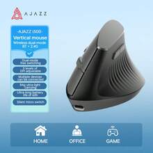 Ratón ergonómico AJAZZ I300 con conexión de doble modo, ángulo vertical de 57 grados, DPI 1600, botón silenciador, batería de 400mAh de larga duración, sensor óptico de juego, rodillo suave, peso ligero de 84g, adecuado para uso de oficina