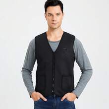 (Buy 2 Sizes Up For EU/US) Unisex USB Heated Vest, 9 Heating Zones, 3 Temperature Settings, Warm Clothing For Home, Travel, Winter & Christmas Gifts (Adapter Not Included) - Black - View 4