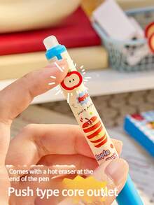 4支装 Apple Party 热可擦凝胶笔 | 可填充按压式中性墨水笔，适合男孩和女孩 | 软握 | 黑色和水晶蓝 | 高美感摩擦和魔法擦除可重写书写笔 - 彩色 - 查看 3