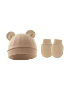 2 piezas/set Gorro con cierre para bebé recién nacido y manoplas, regalo para baby shower - 2 piezas - Ver 18