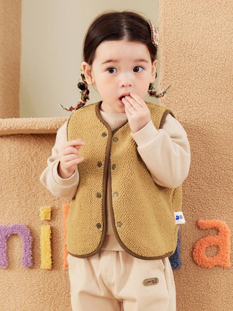 mini bala 2-25 Autumn New Arrival Baby Girls' Reversible Sherpa Jacket, Thick Soft Warm & Comfortable - Brown Tone - View 1