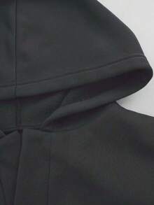 女士时尚休闲字母印花撞色卫衣，涤纶保暖套头衫，秋冬弹力针织面料，洛杉矶风格 - 灰色 - 查看 4