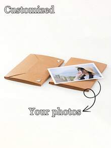 1pc Custom Folding Photo Album, Customized Postcards, Photos, Contains 9 Photos, Can Be Customized With Your Own Photos, Card Storage, Photo Memory Book, Diy Collage Style, Foldable Scrapbook, With Card Stock Pages, Khaki Portable Photo Organizer, Suitable For Weddings, Family Events, Souvenirs And Gift Storage, Photo Storage Box