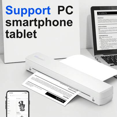 Portable Printers Wireless For Travel, Support 8.8" X 33" US Letter, Bluetooth Thermal Printer Compatible With IOS, Android & Laptop, Inkless Mobile Printer For Office, Home, School