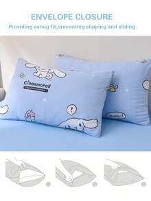 Juego de ropa de cama de 2/3 piezas con estampado lindo de Sanrio - Hello Kitty/Kuromi/Cinnamoroll/Pochacco (1 funda nórdica + 1/2 fundas de almohada, sin relleno) Tamaño completo de dibujos animados, suave y cómodo, adecuado para dormitorio, estudiante, hogar, hotel, todas las estaciones, con cierre de cremallera y funda de almohada, multicolor, juego de ropa de cama extra grande, funda nórdica extra grande