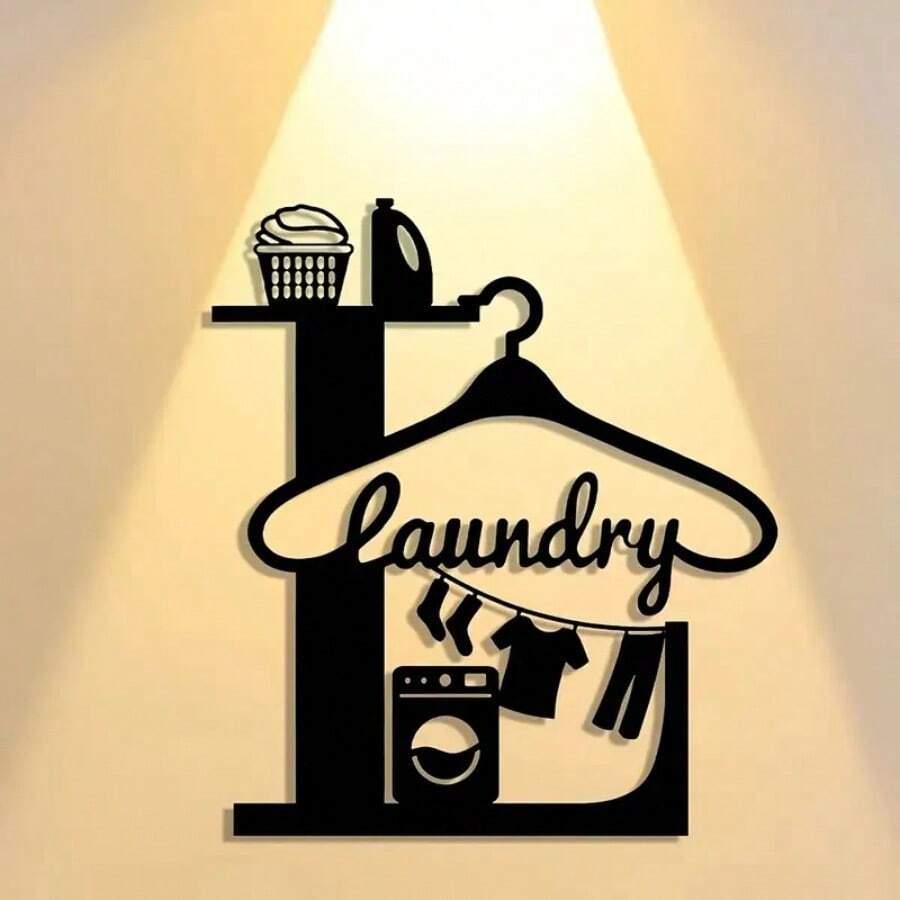 1pc Elegant Metal Wall Art Sign - Abstract Design, Suitable For Laundry Room, Perfect Home & Office Decor For Living Room, Bedroom, Patio, Kitchen - Versatile Hanging Decoration For Cafe, Bar And Farmhouse Style