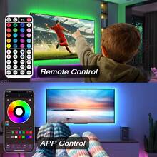 3 英尺-100 英尺 RGB LED 灯带，适用于家居装饰，1600 万种颜色变化，44 键遥控器和应用程序控制，音乐同步，定时器功能，LED 灯适用于房间、卧室装饰、宿舍、生日礼物、圣诞派对装饰、万圣节装饰、婚礼墙面装饰 - 44鍵遙控+APP控制 - 查看 4