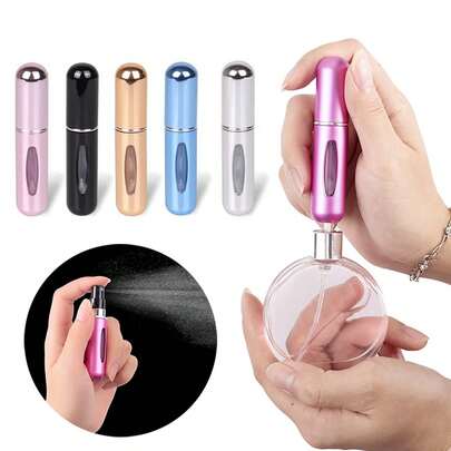 5ml Reise Mini Parfüm nachfüllbarer Zerstäuber Behälter, nachfüllbare Parfümflasche, nachfüllbares Reise-Parfüm, Mini Parfümflasche, von unten befüllbare nachfüllbare Parfümflasche Sprühflasche, leerer Flüssigkeitsbehälter, Reiseaccessoires, verschiedene Farben, Sprühflasche, Mini tragbare leere Flüssigkeitsbehälter, Reiseaccessoires, Reiseorganizer für Strand, Sommerurlaub, Schulanfang