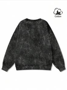 MONACO EST 1995 Racing Club Anchor Print Vintage-Style Sweatshirt, Retro Racing Monaco-Inspired Top, Plus Size Washed Sweatshirt, Crew Neck Long-Sleeve, Winter Lined, Women's Sports Pullover, Sweatshirt, Plus-Size Sportswear, Plus-Size Women's Clothing, Autumn And Winter Season, Comfortable Loose Fit, Plus-Size Autumn And Winter Apparel, Everyday Casual Wear.